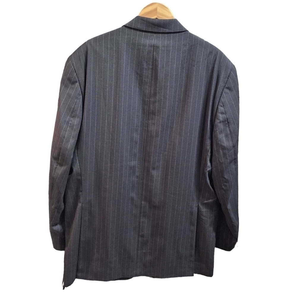 Men's Chaps By Ralph Lauren Wool Charcoal Pinstripe 3 Button Blazer Size 46L - Picture 4 of 9